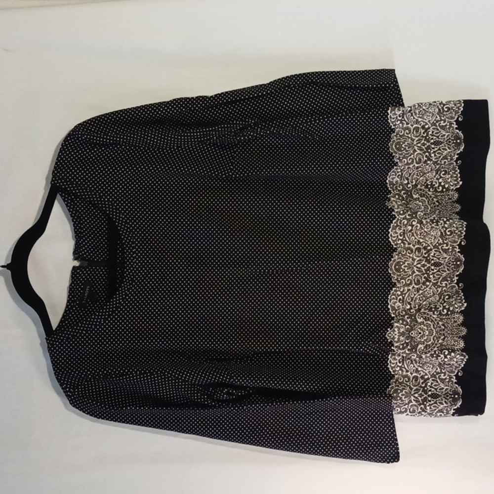 Women's Talbots, size L, 3/4 sleeve, lined, Black/white polka dot knit top